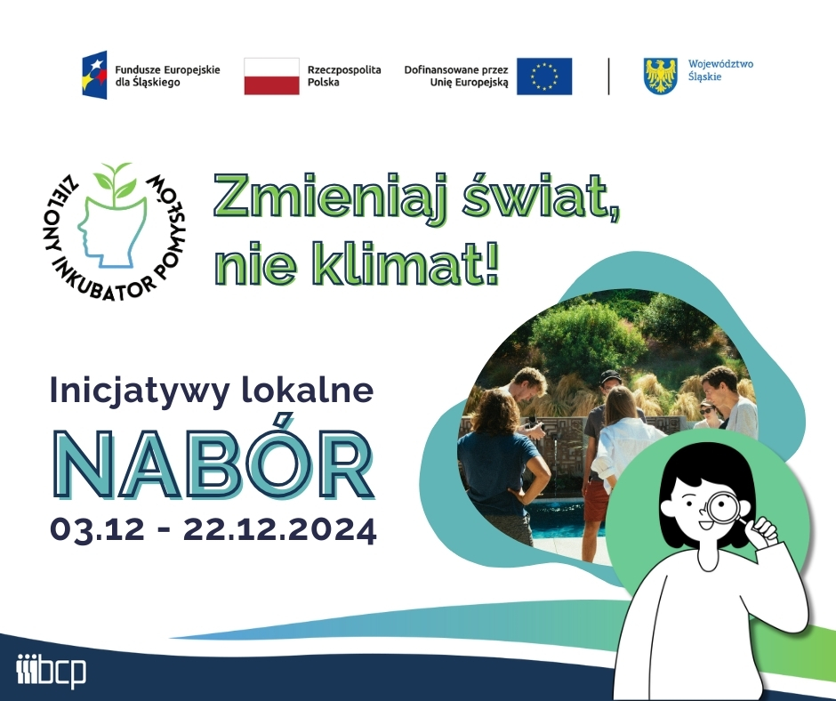Plakat informujący o naborze wniosków na realizację inicjatyw lokalnych